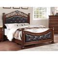 Bloomsbury Market Anaejah Wooden Platform Bed Wood & /Upholstered/Faux leather in Brown | 63 H in | Wayfair 8C258E04220046A2934A25E2E141E5F5