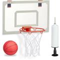 Relaxdays - Basketballkorb fürs Zimmer, im Set mit Ball und Luftpumpe, Backboard zum an die Tür