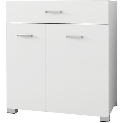 Wäscheschrank mit 2 ausklappbaren Wäschesäcken, Weiß, 75x78,5x45 cm, Wäschesammler mit Schublade, Image