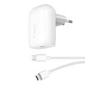 Belkin 30-W-USB-C-Ladegerät mit USB-C/USB-C-Kabel, PPS, PowerDelivery, USB-IF-zertifiziert PD 3.0 zum schnellen Laden des Samsung Galaxy S23, Ultra, Plus, Z Flip, Z Fold, Tab S7 und anderen Geräten