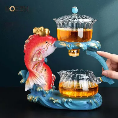 BOZZH-Théière magnétique créative en forme de poisson verre paresseux automatique thé exécutif