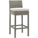 Breakwater Bay Havenside Home Bocabec Patio Wicker Rattan Bar Stool Wicker/Rattan in Gray/White | 39.5 H x 17.5 W x 18 D in | Wayfair