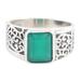 Green Glisten,'Men's Green Onyx and Sterling Silver Cocktail Ring'