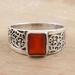 Red Glisten,'Men's Red Onyx and Sterling Silver Cocktail Ring'