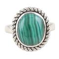 Green Flash,'Green Malachite and Sterling Silver Cocktail Ring'