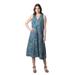 Blue Garden,'Cotton Floral-Motif Sleeveless A-Line Dress'