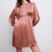 Zara Dresses | **Nwt** Zara Satin Effect Mini Dress | Color: Pink/Red | Size: S