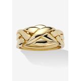 Women's Yellow Gold-Plated Braided Puzzle Ring Jewelry by PalmBeach Jewelry in Gold (Size 8)