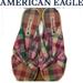 American Eagle Outfitters Shoes | American Eagle Cork Plaided Sandle Wedges Size 8 | Color: Green/Pink | Size: 8