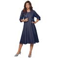 Plus Size Women's Fit-And-Flare Jacket Dress by Roaman's in Navy (Size 40 W)