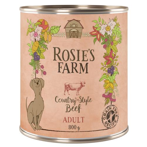 6x800g Adult Rind Rosie's Farm Nassfutter für Hunde