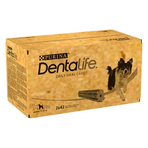 2 x 84 Sticks (56 x 69 g) PURINA Dentalife Tägliche Zahnpflege-Snacks für mittelgroße Hunde...