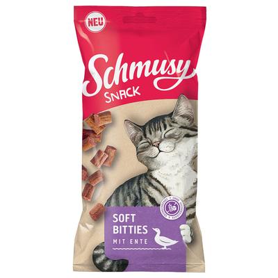 16x60g Schmusy Snack Soft Bitties mit Ente Katzensnacks Sparpaket