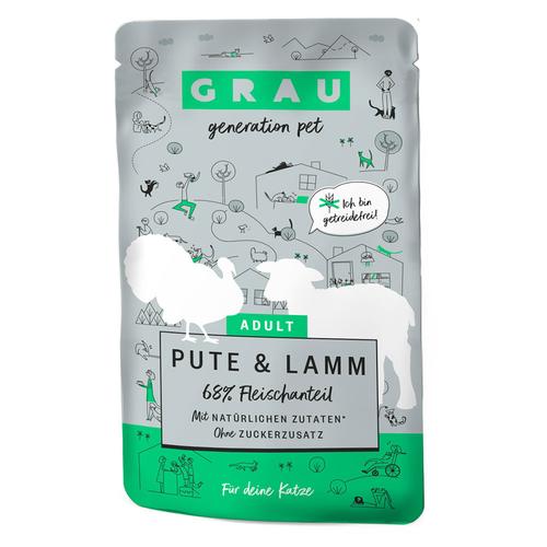 16x125g GRAU Adult Getreidefrei Pute & Lamm Katzenfutter nass