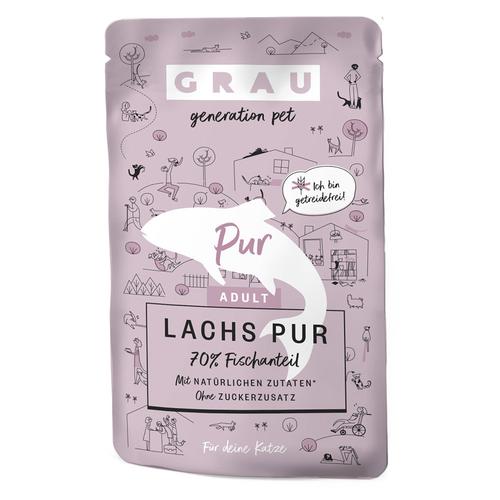 16x125g GRAU Adult Getreidefrei Lachs Pur Katzenfutter nass