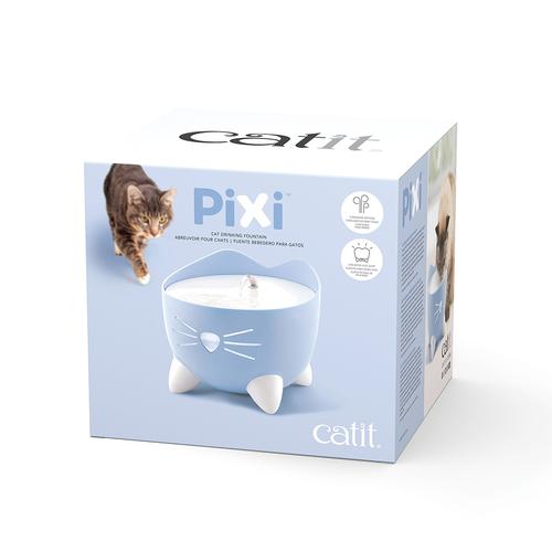 Catit PIXI Trinkbrunnen, blau, 2,5l Katze mit Nachtlicht und 3-fach wirksamen Filter