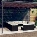 vidaXL Set Divani da Giardino 13 pz con Cuscini in Polyrattan Nero