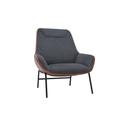 Fauteuil design marron avec tissu effet velours texturé gris foncé et métal noir marceau - Gris