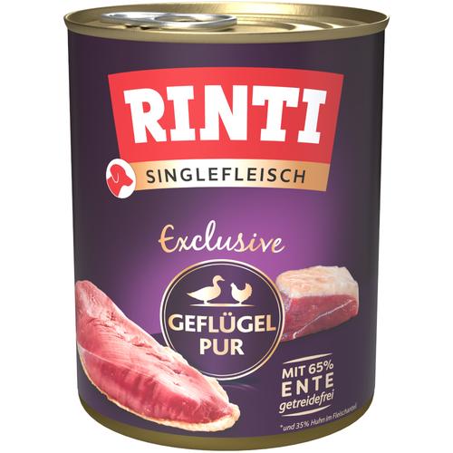 Sparpaket: 12x800g RINTI Singlefleisch Geflügel Pur Hundefutter nass