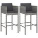 Patio Bar Stools, 2 /4 Pc Outdoor All Weather Rattan Chairs W/ Cushion