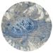 Shahbanu Rugs Blue, Hand Knotted Modern Abstract Design, Hi-low Pile Wool and Silk, Round Oriental Rug (9'9" x 9'9")