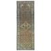 Shahbanu Rugs Mocha Brown Vintage Persian Hamadan Abrash Distressed Hand Knotted Pure Wool Wide Runner Rug (3'3" x 9'2")