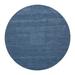 Shahbanu Rugs Denim Blue, Tone on Tone, Modern Design, Soft and Plush Wool Hand Loomed, Round Oriental Rug (8'0" x 8'0")