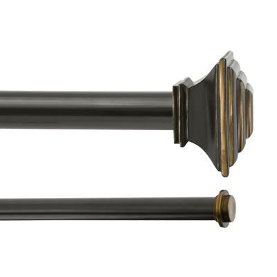 Kenney® Mission 1" Premium Decorative Window Double Curtain Rod, 36-66", Oil Rubbed Bronze