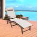 Aluminum Outdoor Folding Reclining Adjustable Chaise Lounge Chair with Cup Holder for Outdoor Patio Beach