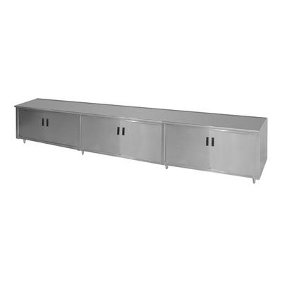 Advance Tabco HB-SS-3612M 36" x 144" 14 Gauge Enclosed Base Stainless Steel Work Table with Hinged Doors and Fixed Midshelf