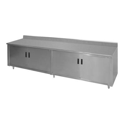 Advance Tabco HK-SS-368M 36" x 96" 14 Gauge Enclosed Base Stainless Steel Work Table with Fixed Midshelf and 5" Backsplash