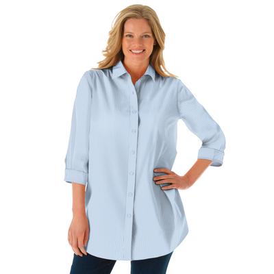 Plus Size Women's Perfect Three Quarter Sleeve Shirt by Woman Within in French Blue Stripe (Size 5X)
