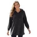 Plus Size Women's Rib Knit Hooded Sweatshirt by Woman Within in Heather Charcoal (Size 4X)