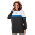 Plus Size Women's Color Block Long Sleeve Sweatshirt by Woman Within in Heather Charcoal Bright Cobalt White (Size 4X)