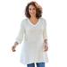 Plus Size Women's V-Neck Shaker Trapeze Sweater by Woman Within in Ivory (Size 2X)