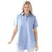 Plus Size Women's Perfect Short Sleeve Shirt by Woman Within in French Blue Stripe (Size M)