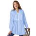 Plus Size Women's Perfect Pintuck Tunic by Woman Within in French Blue Stripe (Size 26/28)