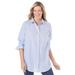 Plus Size Women's Perfect Long Sleeve Shirt by Woman Within in French Blue Stripe (Size 4X)