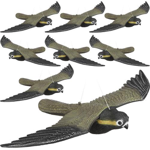 8er Set Vogelschreck Falke, fliegender Greifvogel als Vogelscheuche, Raubvogel Attrappe, Vogel