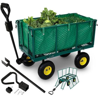 Arebos - Bollerwagen in Grün faltbarer Gartenwagen mit Profilreifen bis 550 kg belastbar Image