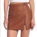 Free People Skirts | Free People Midnight Magic Buckle Strap Zip Front Faux Leather Mini Tan Skirt | Color: Tan | Size: 2