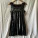 Free People Dresses | Free People One Black Mini Trapeze Dress With Metallic Lace | Color: Black/Gold | Size: S