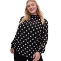 Torrid Tops | Black Sheer Chiffon Polka Dot Smocked Mock Neck Blouse 4x | Color: Black/White | Size: 4x