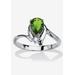 Women's Silvertone Simulated Pear Cut Birthstone And Round Crystal Ring Jewelry by PalmBeach Jewelry in Peridot (Size 9)