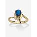 Women's Yellow Gold Plated Simulated Birthstone And Round Crystal Ring Jewelry by PalmBeach Jewelry in Sapphire (Size 10)