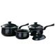 Premier Housewares Black Non stick Steel Cookware Set of Pans and Pots for Cooking in Kitchen Stainless Steel Kitchen Set Stainless Steel 3 Pieces