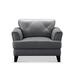 Accent Chair - Red Barrel Studio® Droylsden Top Grain Leather Chair w/ Diamond Stitching Genuine Leather in Brown | 34 H x 44 W x 37 D in | Wayfair