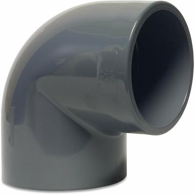 Winkel 90° pvc-u 50 mm Klebemuffe 16 bar, grau - Mega Image
