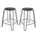 Set of 2 Chestnut Brown and Black Stackable Counter Stools 24"