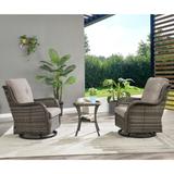 Pocassy 3-Piece Outdoor Swivel Bistro Set, Wicker Rocking Chairs